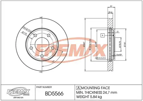 спирачен диск FREMAX BD-5566