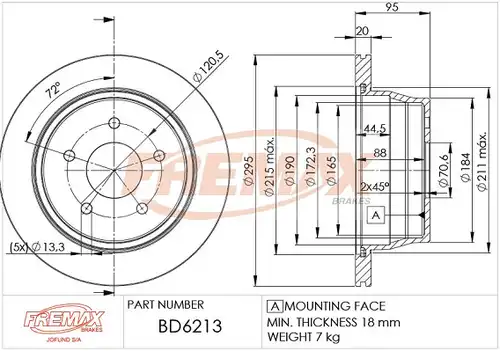 спирачен диск FREMAX BD-6213