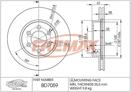 спирачен диск FREMAX BD-7059