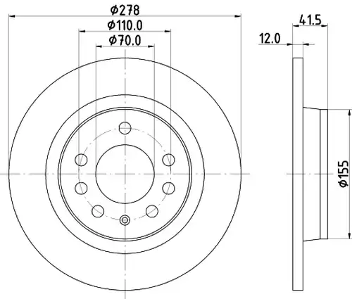 спирачен диск HELLA 8DD 355 122-201