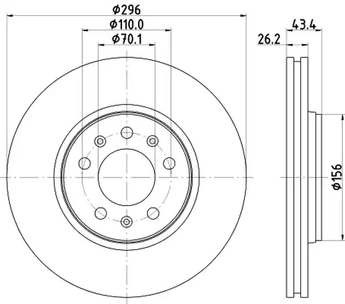 спирачен диск HELLA 8DD 355 122-371