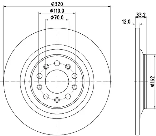 спирачен диск HELLA 8DD 355 132-101