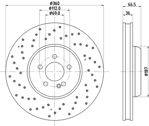 спирачен диск HELLA 8DD 355 134-452