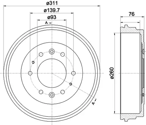 спирачен барабан HELLA 8DT 355 301-841