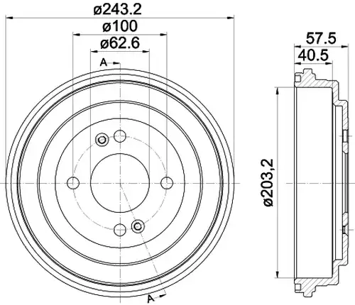 спирачен барабан HELLA 8DT 355 301-881