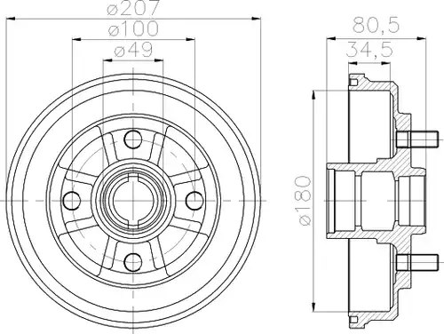 спирачен барабан HELLA 8DT 355 302-061