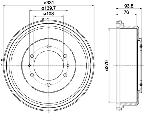 спирачен барабан HELLA 8DT 355 302-611