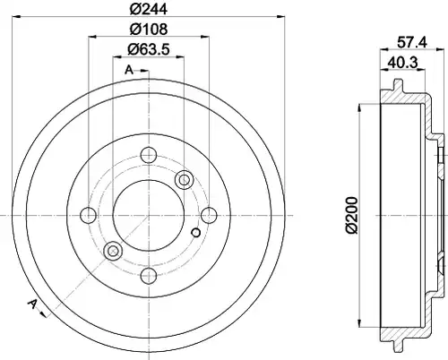 спирачен барабан HELLA 8DT 355 302-631