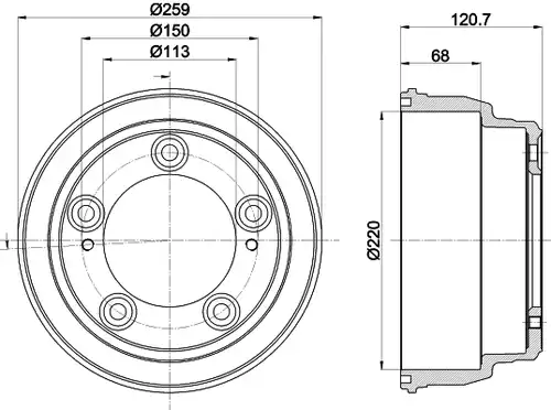 спирачен барабан HELLA 8DT 355 303-221