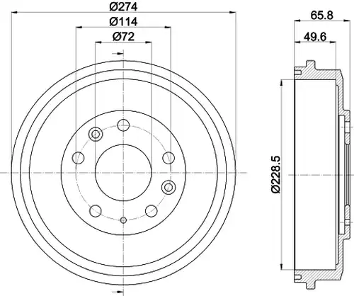 спирачен барабан HELLA 8DT 355 303-271