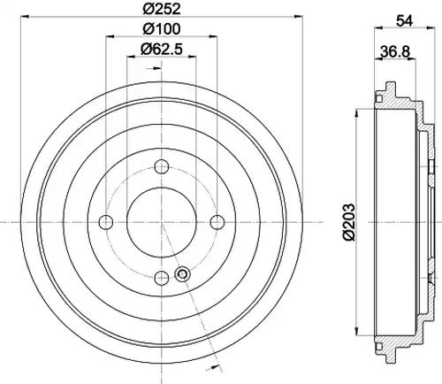 спирачен барабан HELLA 8DT 355 303-301