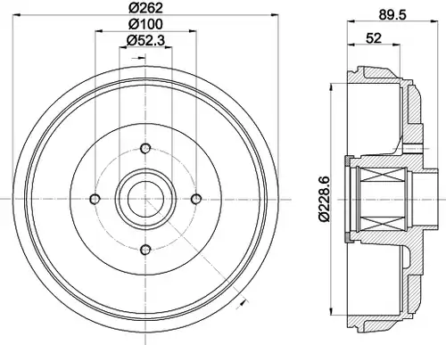 спирачен барабан HELLA 8DT 355 303-411