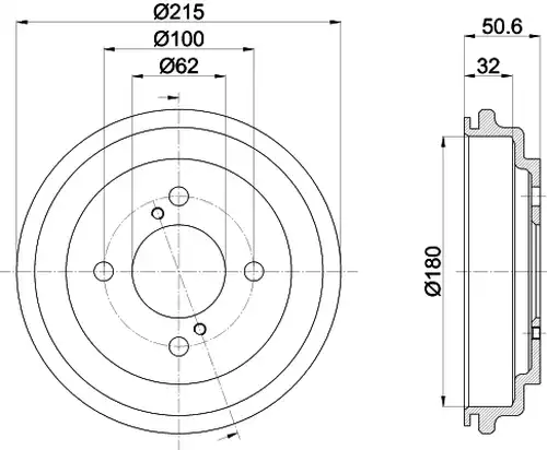 спирачен барабан HELLA 8DT 355 303-571