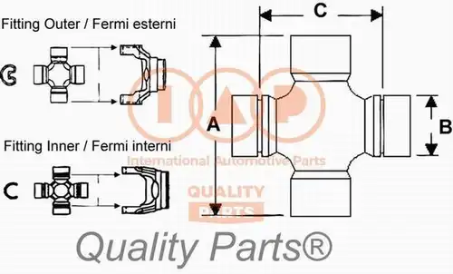 шарнирно съединение, карданен вал IAP QUALITY PARTS 308-03040