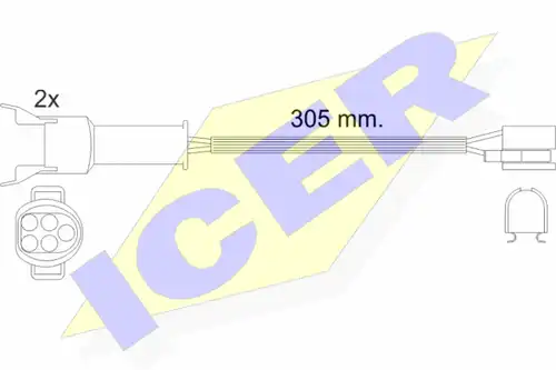 предупредителен контактен сензор, износване на накладките ICER 610449 E C