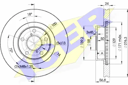 спирачен диск ICER 78BD0033-2