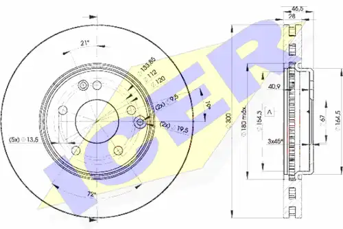 спирачен диск ICER 78BD0411-2