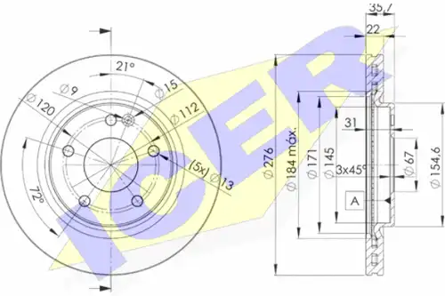 спирачен диск ICER 78BD0612-2