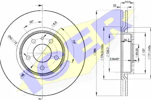 спирачен диск ICER 78BD1548-2