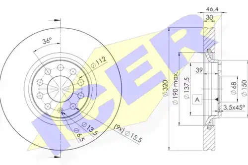 спирачен диск ICER 78BD3615-2