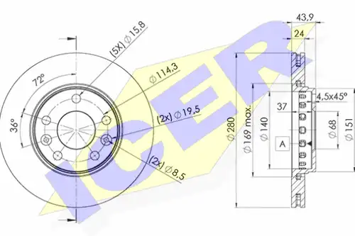 спирачен диск ICER 78BD4022-2