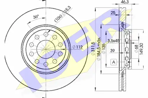 спирачен диск ICER 78BD4065-2