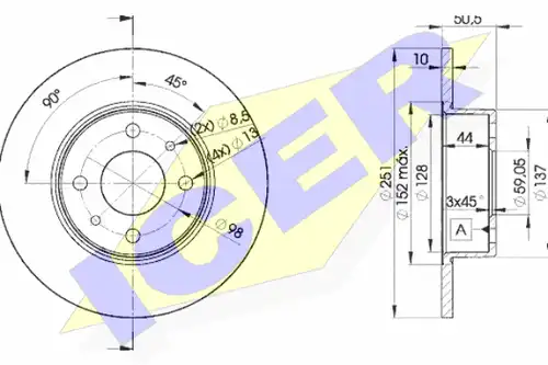 спирачен диск ICER 78BD4070-2