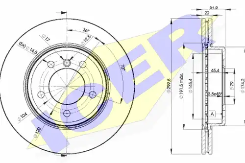 спирачен диск ICER 78BD4539-2