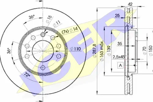 спирачен диск ICER 78BD9043-2