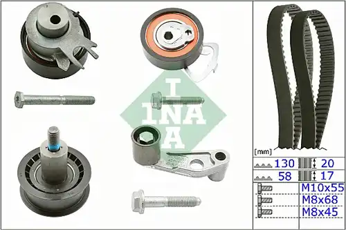 комплект ангренажен ремък INA 530 0360 10