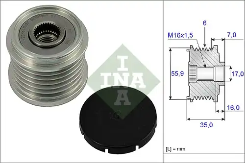 механизъм за свободен ход на генератор INA 535 0014 10