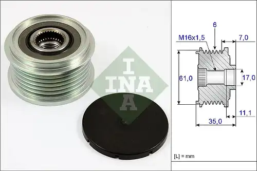 механизъм за свободен ход на генератор INA 535 0022 10