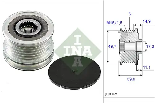 механизъм за свободен ход на генератор INA 535 0050 10