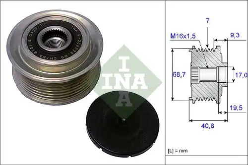 механизъм за свободен ход на генератор INA 535 0079 10