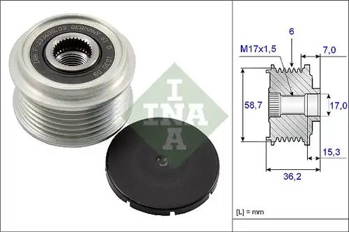 механизъм за свободен ход на генератор INA 535 0098 10