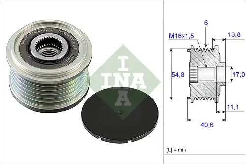 механизъм за свободен ход на генератор INA 535 0102 10