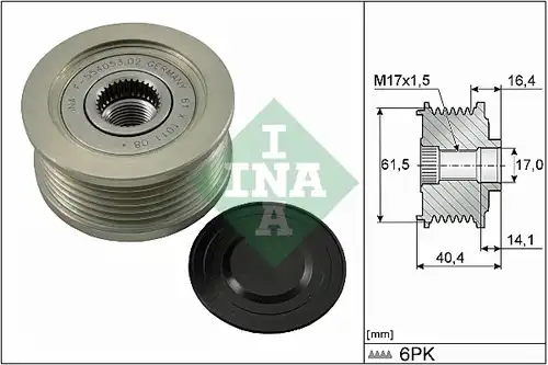 механизъм за свободен ход на генератор INA 535 0115 10