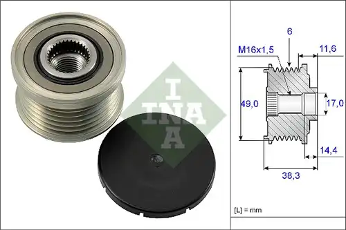 механизъм за свободен ход на генератор INA 535 0127 10