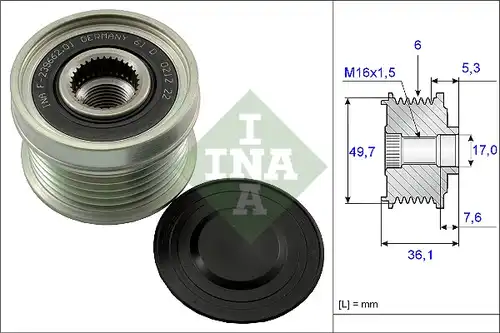 механизъм за свободен ход на генератор INA 535 0134 10