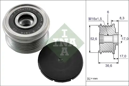 механизъм за свободен ход на генератор INA 535 0137 10