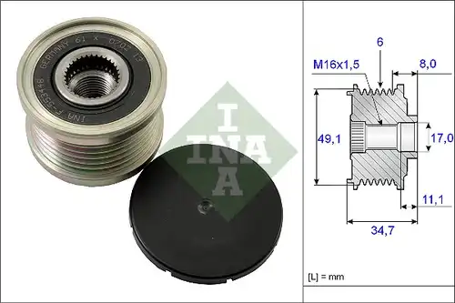 механизъм за свободен ход на генератор INA 535 0139 10