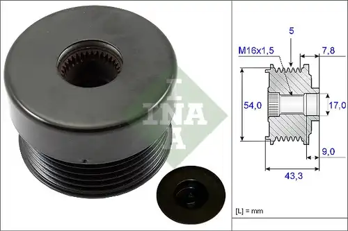 механизъм за свободен ход на генератор INA 535 0172 10