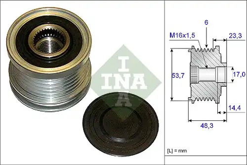 механизъм за свободен ход на генератор INA 535 0204 10