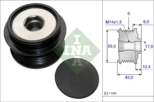 механизъм за свободен ход на генератор INA 535 0208 10