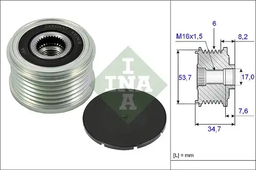 механизъм за свободен ход на генератор INA 535 0224 10