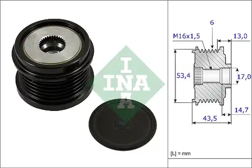 механизъм за свободен ход на генератор INA 535 0237 10