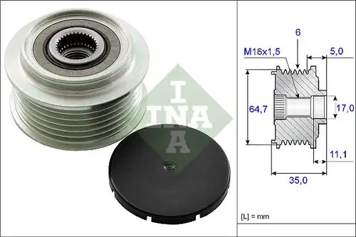 механизъм за свободен ход на генератор INA 535 0250 10