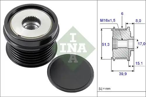 механизъм за свободен ход на генератор INA 535 0252 10