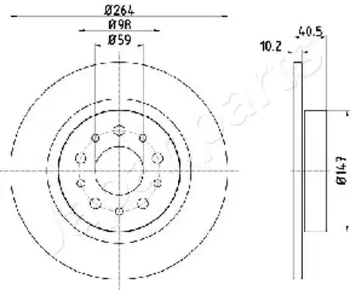 спирачен диск JAPANPARTS DP-0212