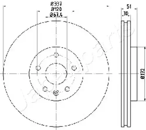 спирачен диск JAPANPARTS DP-0323